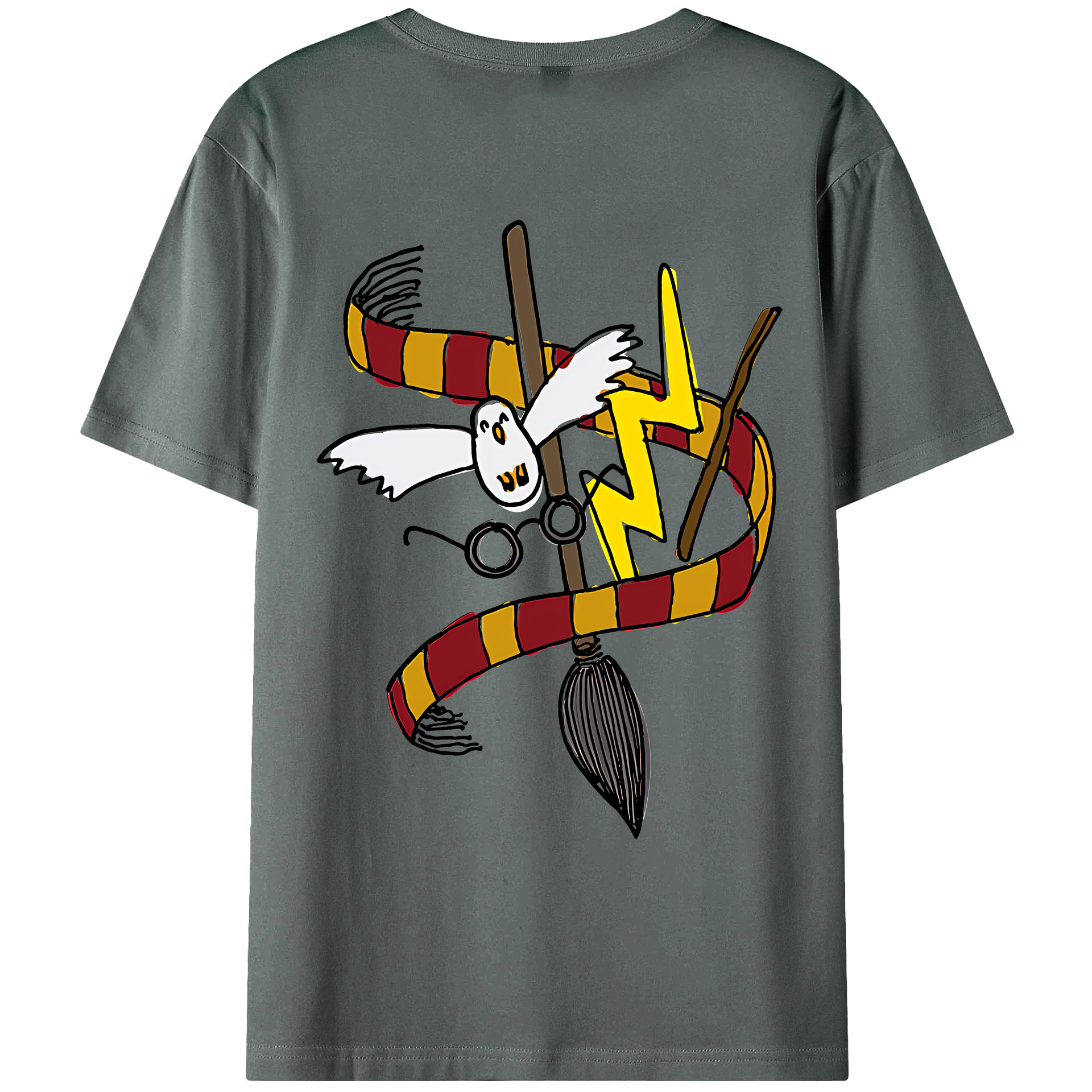 （画像用） Harry Potter ハリー・ポッターシリーズ 綿100％ メンズ半袖Tシャツ（バックプリント） 通気性